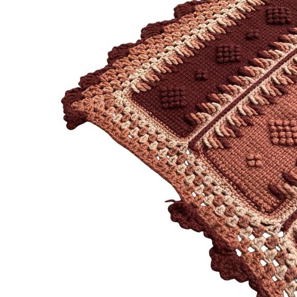 Handmade Boho Crochet Patterned Throw Blanket - Picture 10 of 10